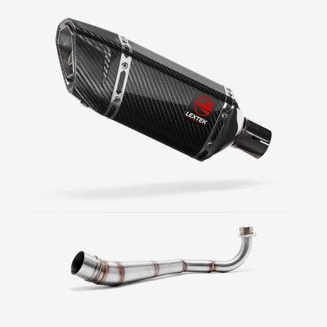 Lextek SP11C Gloss Carbon Fibre Exhaust System 200mm Low Level for Honda MSX Grom 125 (13-16)