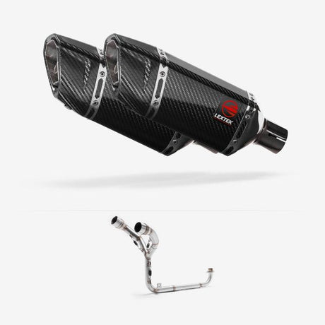 Lextek SP11C Gloss Carbon Fibre Exhaust System 200mm Twin Underseat for Honda MSX Grom 125 (13-16)