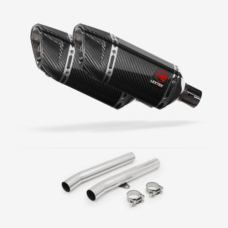 Lextek SP11C Gloss Carbon Fibre Exhaust 200mm with Link Pipes for Honda CBR1100XX Blackbird (96-07)