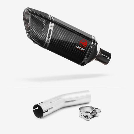 Lextek SP11C Gloss Carbon Fibre Exhaust 200mm with Link Pipe for Lexmoto LXR 125 & 380