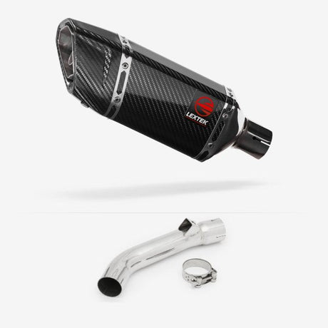Lextek SP11C Gloss Carbon Fibre Exhaust 200mm with Link Pipe for Honda VFR 800 (97-01)