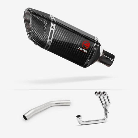 Lextek SP11C Gloss Carbon Fibre Exhaust System 200mm for Triumph Tiger 800 (10-21)