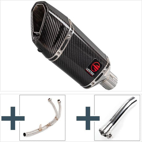 Lextek SP11C Gloss Carbon Fibre Exhaust System 200mm for Honda CBR500R (13-19)