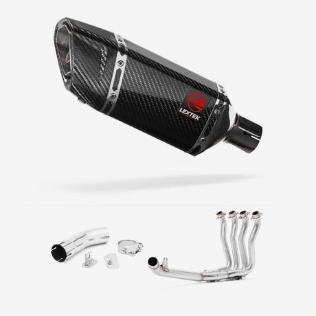 Lextek SP11C Gloss Carbon Fibre Exhaust 200mm with Link Pipe for Suzuki GSX-S 1000 F (15-20)