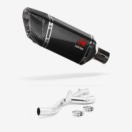 Lextek SP11C Gloss Carbon Fibre Exhaust 200mm with De-Cat Link Pipe for Yamaha MT-10 (16-)