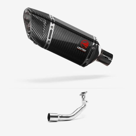 Lextek SP11C Gloss Carbon Fibre Exhaust System 200mm for Lexmoto Milano 125