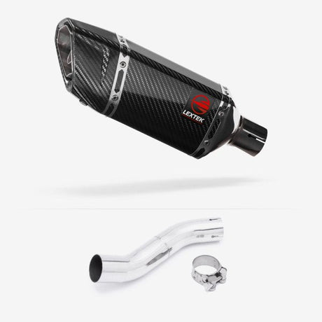 Lextek SP11C Gloss Carbon Fibre Exhaust 200mm with Link Pipe for Suzuki GSX 250 R (17-18)