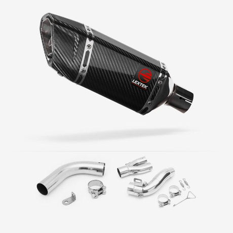 Lextek SP11C Gloss Carbon Fibre Exhaust 200mm with De-Cat Link Pipe for Honda CB1000R (08-17)