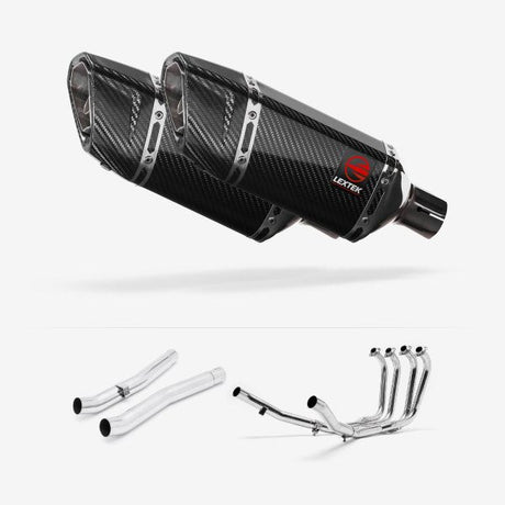 Lextek SP11C Gloss Carbon Fibre Exhaust System 200mm for Suzuki GSX 1400 (01-04)