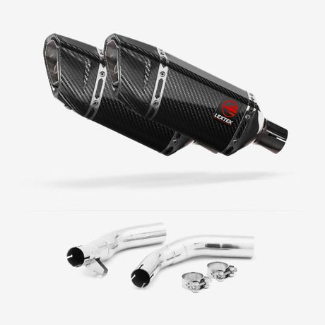 Lextek SP11C Gloss Carbon Fibre Exhaust 200mm with Link Pipes for Honda CBF1000 (06-10)