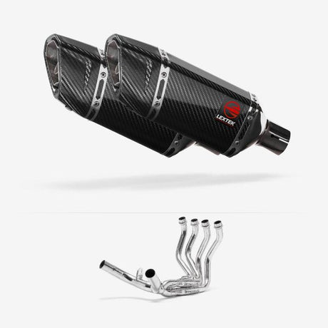 Lextek SP11C Gloss Carbon Fibre Exhaust System 200mm for Honda CBR1100XX Blackbird (97-08)