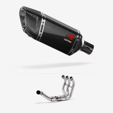 Lextek SP11C Gloss Carbon Fibre Exhaust System 200mm Low Level for Yamaha MT-09 Tracer (14-20)