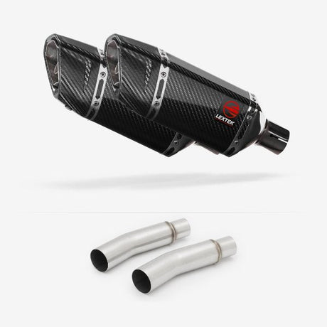 Lextek SP11C Gloss Carbon Fibre Exhaust 200mm with Link Pipes for Ducati Monster 620 (01-06)