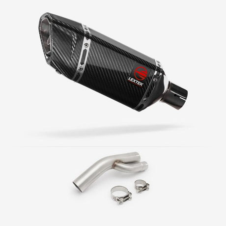 Lextek SP11C Gloss Carbon Fibre Exhaust 200mm with Link Pipe for BMW S1000 RR (17-18)