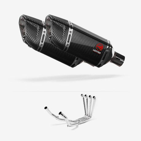 Lextek SP11C Gloss Carbon Fibre Exhaust System 200mm for Yamaha FJR1300 (01-19)