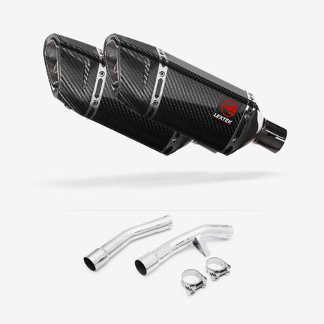 Lextek SP11C Gloss Carbon Fibre Exhaust 200mm with Link Pipe for Yamaha FJR1300 (01-19)