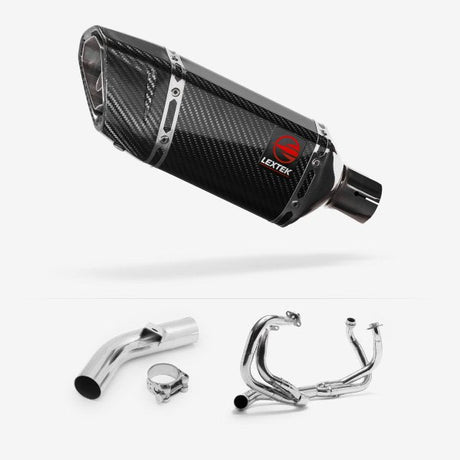 Lextek SP11C Gloss Carbon Fibre Exhaust System 200mm for Honda VFR800 X Crossrunner (11-14)