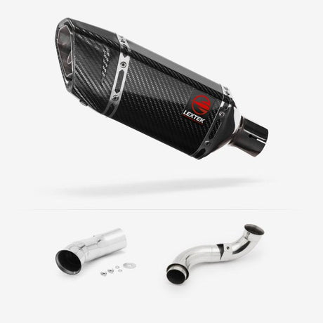 Lextek SP11C Gloss Carbon Fibre Exhaust 200mm with De-Cat Link Pipe for KTM 790 Duke (18-21)