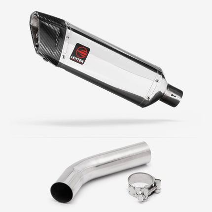 Lextek Polished Stainless Steel SP4 300mm Exhaust with Link Pipe for Honda VFR400 NC21 (85-88)