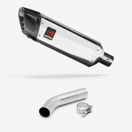 Lextek SP4 Polished Stainless Steel Exhaust 300mm with Link Pipe for Honda VFR400 NC21 (85-88)