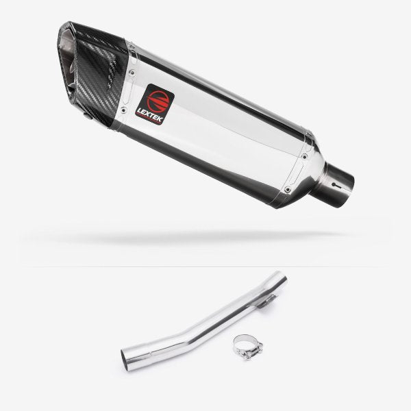 Lextek SP4 Polished Stainless Steel Exhaust 300mm with Link Pipe for Suzuki GSF 600 Bandit (95-06)