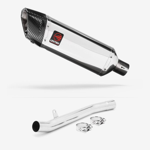 Lextek SP4 Polished Stainless Steel Exhaust 300mm with Link Pipe for Suzuki GSF1200 Bandit (96-06)