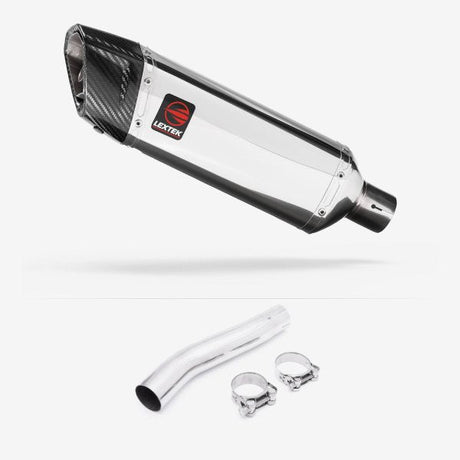 Lextek SP4 Polished Stainless Steel Exhaust 300mm with Link Pipe for Suzuki GSXR 600/750 (08-10)