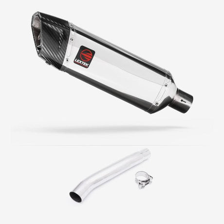 Lextek SP4 Polished Stainless Steel Exhaust 300mm with Link Pipe for Suzuki GSXR 1000 (01-06)