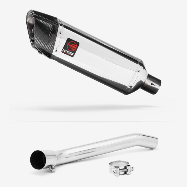 Lextek Polished Stainless Steel SP4 300mm Exhaust with Link Pipe for Suzuki GSXR 1000 (07-08)
