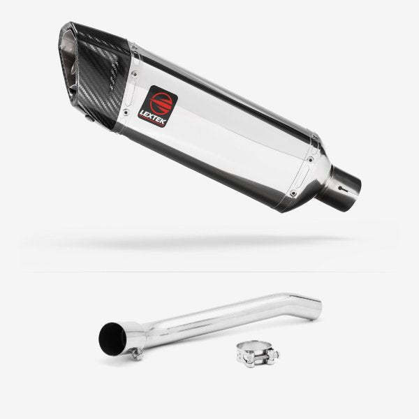 Lextek SP4 Polished Stainless Steel Exhaust 300mm with De-Cat Link Pipe