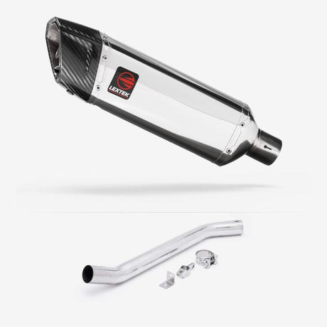 Lextek SP4 Polished Stainless Steel Exhaust 300mm High Level with Link Pipe