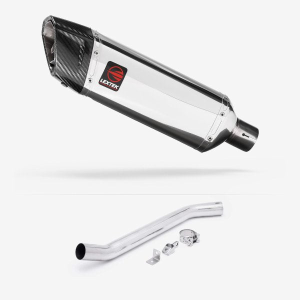 Lextek SP4 Polished Stainless Steel Exhaust 300mm High Level with Link Pipe