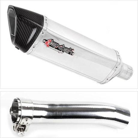 Lextek SP4 Polished Stainless Steel Exhaust 300mm with Link Pipe for Honda CBR500R (13-19)