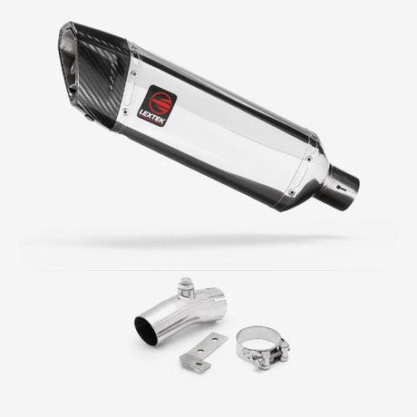 Lextek SP4 Polished Stainless Steel Exhaust 300mm with Link Pipe for Kawasaki ER-6N ER-6F (06-11)