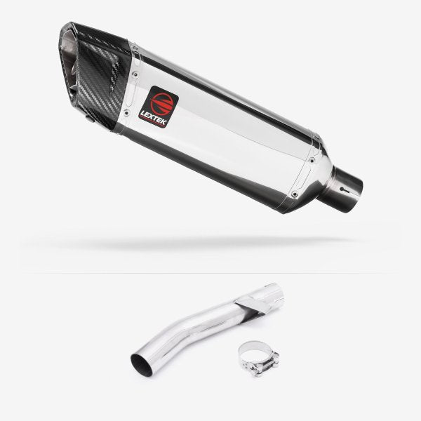 Lextek SP4 Polished Stainless Steel Exhaust 300mm with Link Pipe for Yamaha FZS 600 Fazer (97-03)