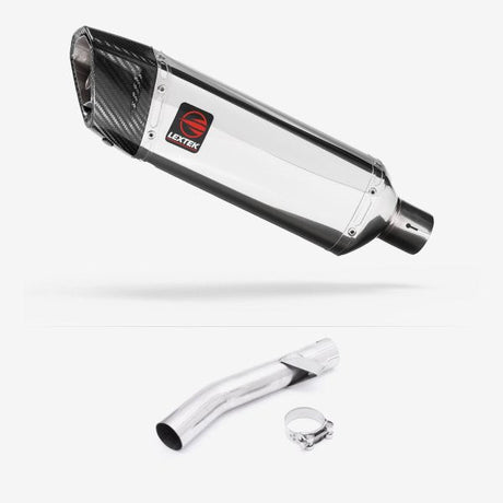 Lextek SP4 Polished Stainless Steel Exhaust 300mm with Link Pipe for Yamaha FZS 600 Fazer (97-03)