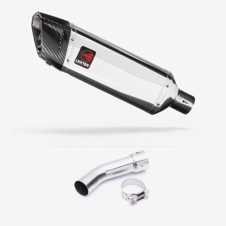Lextek SP4 Polished Stainless Steel Exhaust 300mm with Link Pipe for Yamaha FZ8 Fazer (10-16)