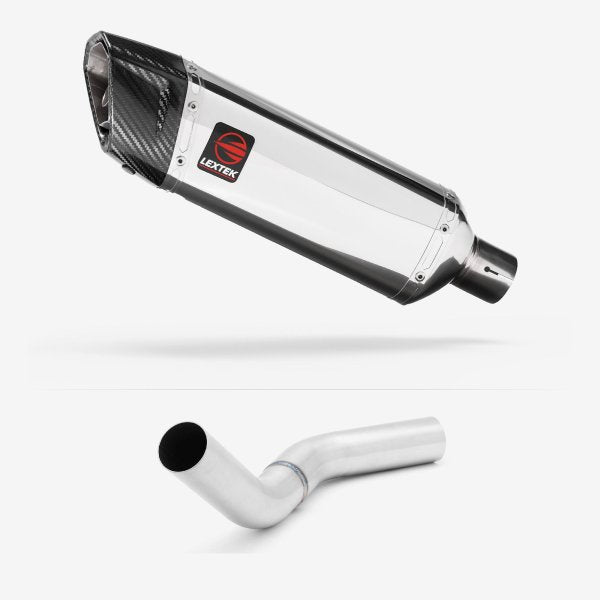 Lextek SP4 Polished Stainless Steel Exhaust 300mm with Link Pipe for Kawasaki Z800 (13-16)