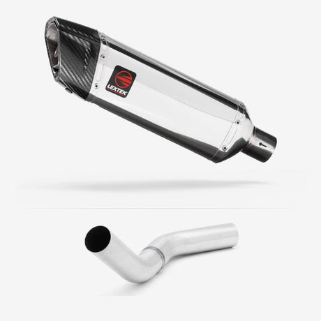 Lextek SP4 Polished Stainless Steel Exhaust 300mm with Link Pipe for Kawasaki Z800 (13-16)