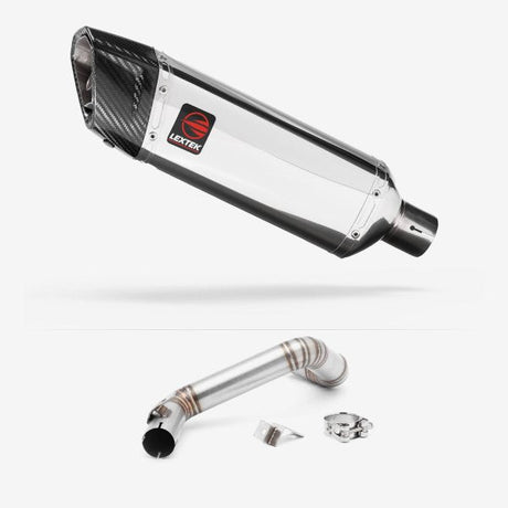 Lextek SP4 Polished Stainless Steel Exhaust 300mm with Link Pipe for KTM 125/200 Duke (11-16)