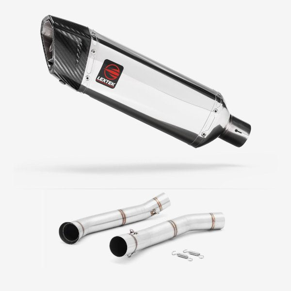 Lextek SP4 Polished Stainless Steel Exhaust 300mm with Link Pipe for KTM 690 Duke (12-15)