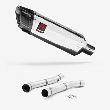 Lextek SP4 Polished Stainless Steel Exhaust 300mm with Link Pipe for KTM 690 Duke (12-15)