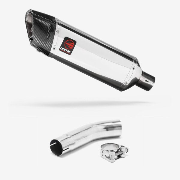 Lextek SP4 Polished Stainless Steel Exhaust 300mm with Link Pipe for Suzuki GSXR 600/750 (11- )