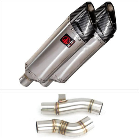 Lextek SP4 Polished Stainless Steel Exhaust 300mm with Link Pipe for Kawasaki Z1000 (10-19)