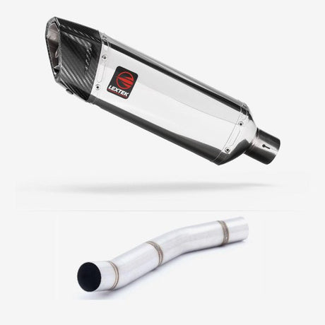 Lextek SP4 Polished Stainless Steel Exhaust 300mm with Link Pipe for Kawasaki Z750 (07-12)