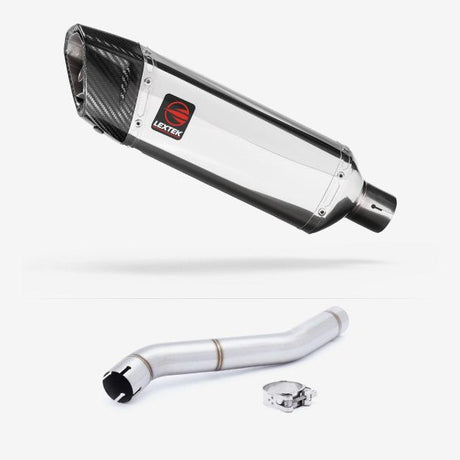 Lextek SP4 Polished Stainless Steel Exhaust 300mm with Link Pipe for Honda CBR600 F (87-90)