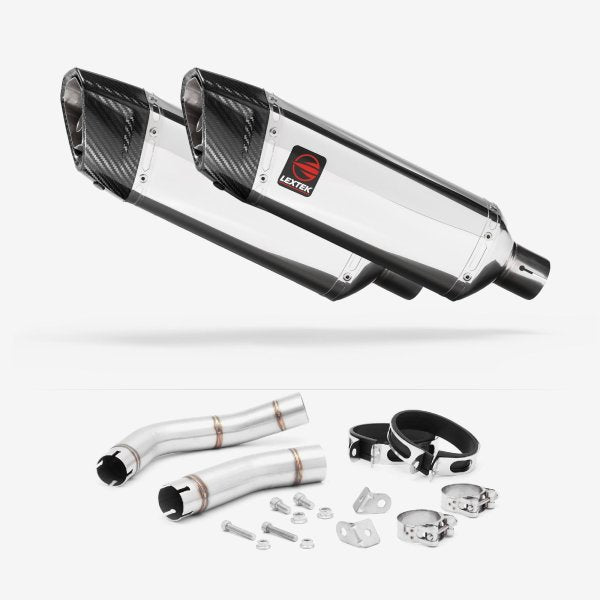 Lextek SP4 Polished Stainless Steel Exhaust 300mm with Link Pipe for Yamaha YZF R1 (09-14)