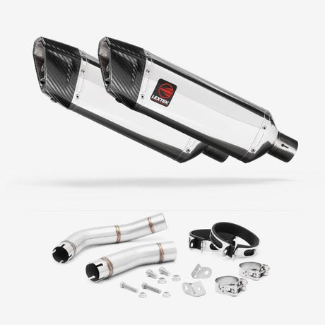 Lextek SP4 Polished Stainless Steel Exhaust 300mm with Link Pipe for Yamaha YZF R1 (09-14)