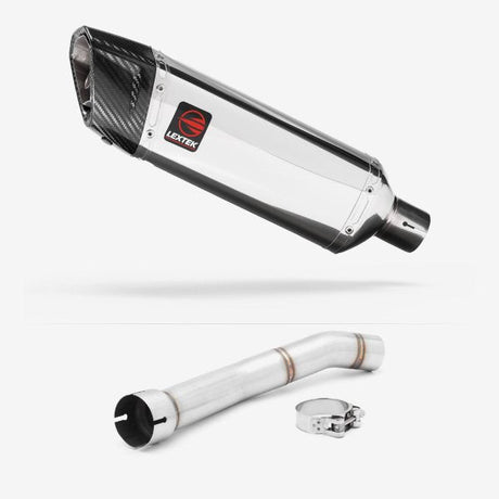 Lextek SP4 Polished Stainless Steel Exhaust 300mm with Link Pipe for Yamaha YZF R1 (99-01)