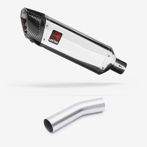 Lextek SP4 Polished Stainless Steel Exhaust 300mm with Link Pipe for Kawasaki ZX-10R Ninja (08-10)